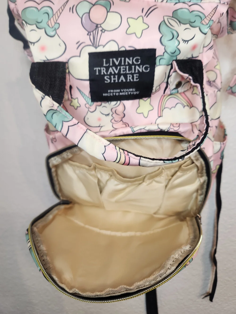 Living traveling share unicorn diaper and travel backpack 12x22